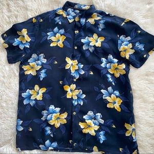 Nautica silk Hawaiian floral button down shirt
